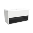 Pohlheim 100 cm Hoogglans Wit - Onderkast MDF Softclose Greeploos 1 lade met Keramische Wastafel 1 kraangat - Wastafelmeubel Met Frame Wastafels