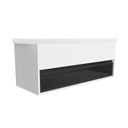 Pohlheim 120 cm Hoogglans Wit Onderkast MDF Softclose Greeploos 1 Duer 1 Open Kast met Keramische Wastafel 2 Kraangaten - Wastafelmeubel Met Elite Wastafels