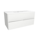 Essen 100 cm Hoogglans - Onderkast MDF Softclose Semi handgreep 2 lades met Keramische Wastafel 1 kraangat - Wit Wastafelmeubel Met Ibiza Wastafels