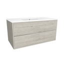 Essen 100 cm Lissabon - Onderkast MDF Softclose Semi handgreep 2 lades met Keramische Wastafel 1 kraangat - Wastafelmeubel Met Ibiza Wastafels