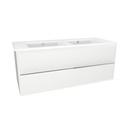 Essen 120 cm Hoogglans Wit - Onderkast MDF Softclose Semi handgreep 2 lades met Keramische Wastafel 1 kraangat - Wastafelmeubel Met Ibiza Wastafels
