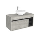 Aachen Badkamermeubel 100 cm Lissabon - Onderkast MDF - Softclose semi handgreep 2 deuren Inclusief keramische waskom met wastafelblad