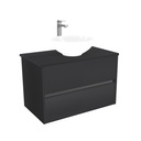 Jena Badkamermeubel 80 cm Mat Zwart - Onderkast MDF - Softclose greeploos 2 lades Inclusief keramische waskom met wastafelblad