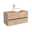 Jena Badkamermeubel 100 cm Dorado - Onderkast MDF - Softclose greeploos 2 lades Inclusief keramische waskom met wastafelblad