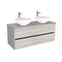 Jena Badkamermeubel 120 cm Lissabon - Onderkast MDF - Softclose greeploos 2 lades Inclusief keramische waskom met wastafelblad