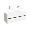 Jena Badkamermeubel 120 cm Hoogglans Wit - Onderkast MDF - Softclose greeploos 2 lades Inclusief keramische waskom met wastafelblad