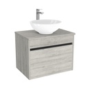 Amsterdam Badkamermeubel 65 cm Lissabon - Onderkast MDF - Softclose greeploos 2 lades Inclusief keramische waskom met wastafelblad