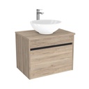 Amsterdam Badkamermeubel 65 cm Duitse Eik - Onderkast MDF - Softclose greeploos 2 lades Inclusief keramische waskom met wastafelblad