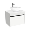 Amsterdam Badkamermeubel 65 cm Hoogglans Wit - Onderkast MDF - Softclose greeploos 2 lades Inclusief keramische waskom met wastafelblad