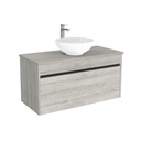 Amsterdam Badkamermeubel 100 cm Lissabon - Onderkast MDF - Softclose greeploos 2 lades Inclusief keramische waskom met wastafelblad