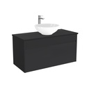 Amsterdam Badkamermeubel 100 cm Mat Zwart - Onderkast MDF - Softclose greeploos 2 lades Inclusief keramische waskom met wastafelblad