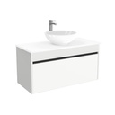 Amsterdam Badkamermeubel 100 cm Hoogglans Wit - Onderkast MDF - Softclose greeploos 2 lades Inclusief keramische waskom met wastafelblad