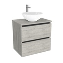 Bonn Badkamermeubel 65 cm Lissabon - Onderkast MDF - Softclose greeploos 2 lades Inclusief keramische waskom met wastafelblad