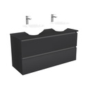 Bonn Badkamermeubel 120 cm Mat Zwart - Onderkast MDF - Softclose greeploos 2 lades Inclusief keramische waskom met wastafelblad
