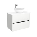 Berlin Badkamermeubel 80 cm Hoogglans Wit - Onderkast MDF - Softclose greeploos 2 lades Inclusief keramische waskom met wastafelblad