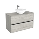 Berlin Badkamermeubel 100 cm Lissabon - Onderkast MDF - Softclose greeploos 2 lades Inclusief keramische waskom met wastafelblad