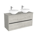 Berlin Badkamermeubel 120 cm Lissabon - Onderkast MDF - Softclose greeploos 2 lades Inclusief keramische waskom met wastafelblad