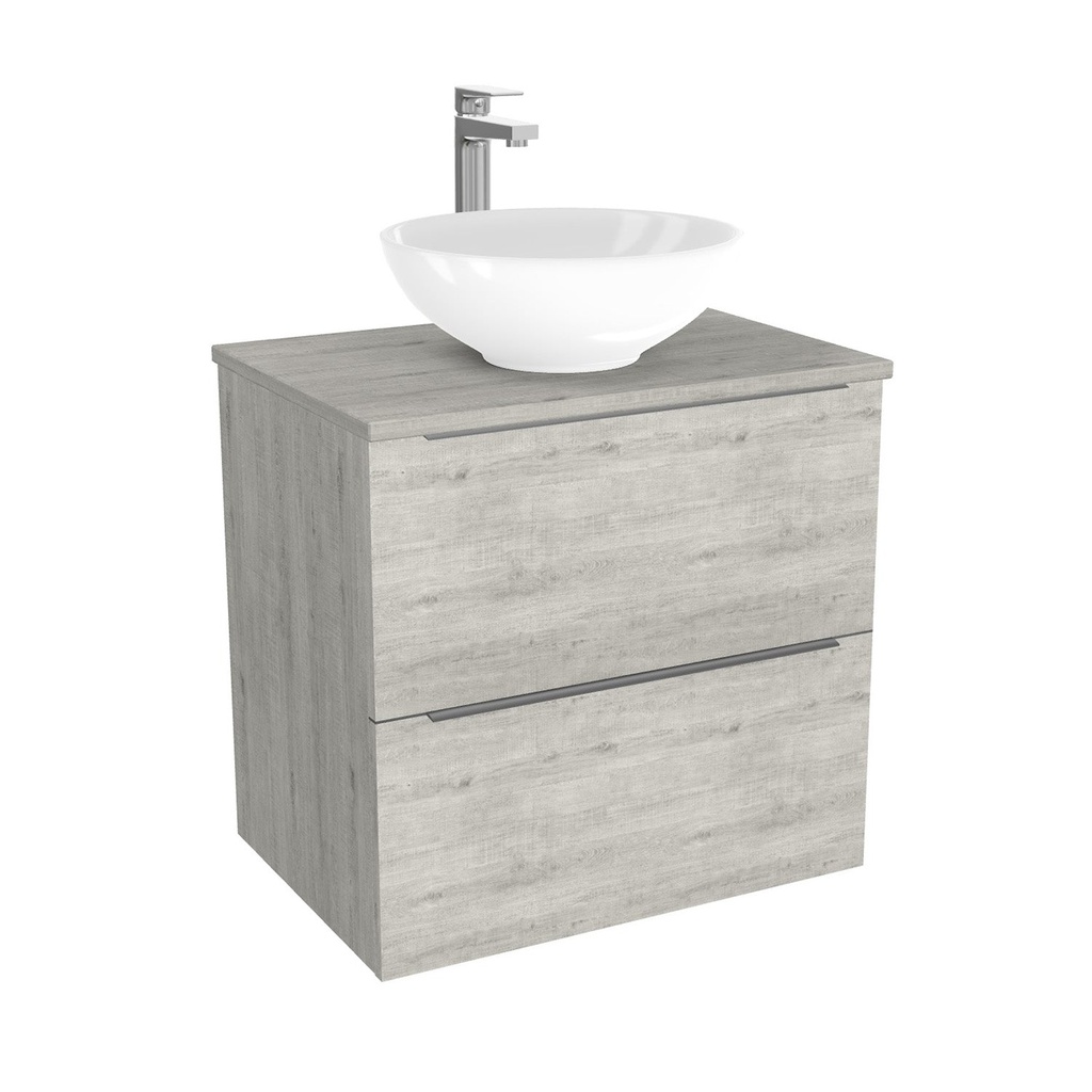 [BFR65LWTWBM25Z] Frankfurt Badkamermeubel 65 cm Lissabon - Onderkast MDF - Softclose semi handgreep 2 lades Inclusief keramische waskom met wastafelblad (MDF Zwart 25mm, Toledo)