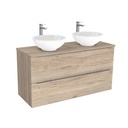 Frankfurt Badkamermeubel 120 cm Duitse Eik - Onderkast MDF - Softclose semi handgreep 2 lades Inclusief keramische waskom met wastafelblad