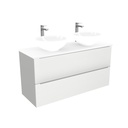 Frankfurt Badkamermeubel 120 cm Hoogglans Wit - Onderkast MDF - Softclose semi handgreep 2 lades Inclusief keramische waskom met wastafelblad