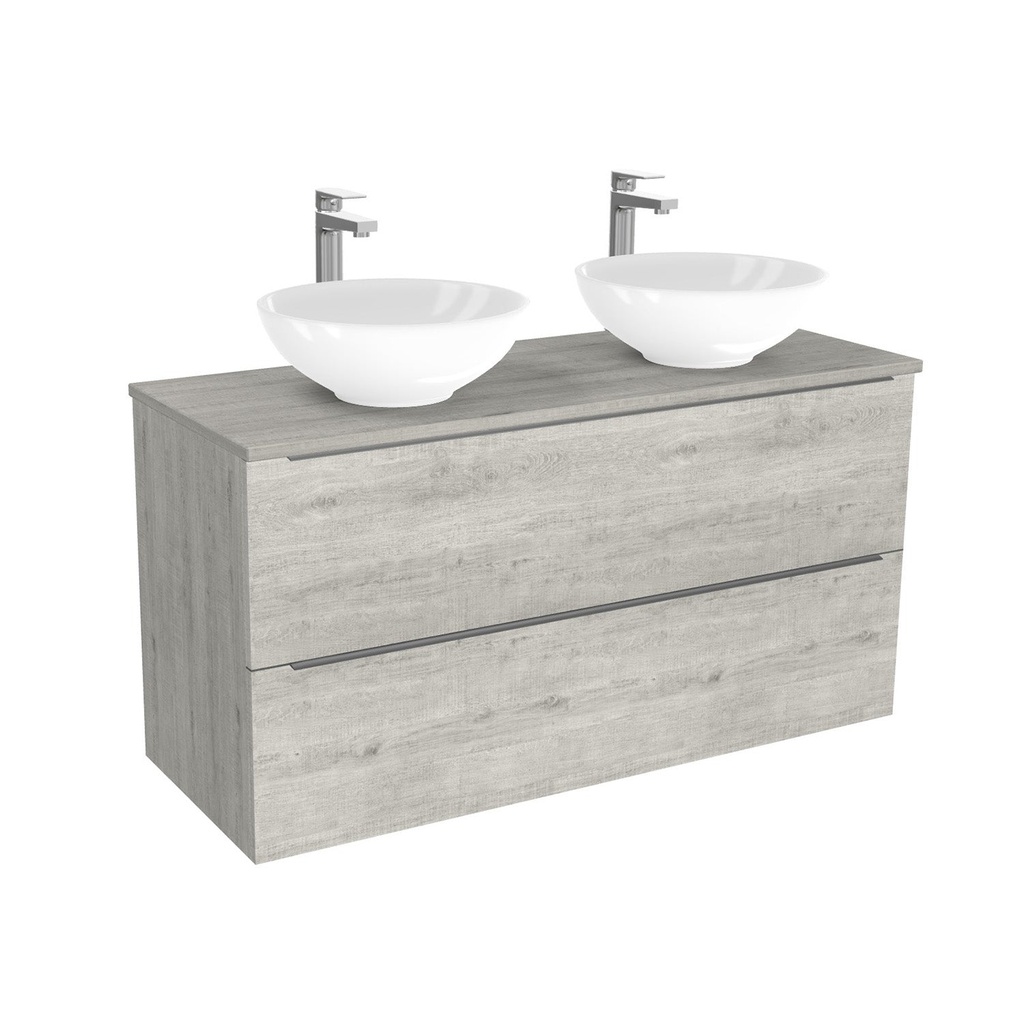 [BFR120LWTWBM25Z] Frankfurt Badkamermeubel 120 cm Lissabon - Onderkast MDF - Softclose semi handgreep 2 lades Inclusief keramische waskom met wastafelblad (MDF Zwart 25mm, Toledo)