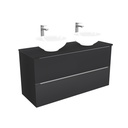 Frankfurt Badkamermeubel 120 cm Mat Zwart - Onderkast MDF - Softclose semi handgreep 2 lades Inclusief keramische waskom met wastafelblad