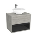 Pohlheim Badkamermeubel 65 cm Lissabon - Onderkast MDF - Softclose Greeploos 1 lade Inclusief keramische waskom met wastafelblad