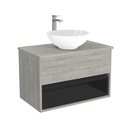 Pohlheim Badkamermeubel 80 cm Lissabon - Onderkast MDF - Softclose Greeploos 1 lade Inclusief keramische waskom met wastafelblad