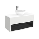 Pohlheim Badkamermeubel 100 cm Hoogglans Wit - Onderkast MDF - Softclose Greeploos 1 lade Inclusief keramische waskom met wastafelblad