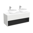 Pohlheim Badkamermeubel 120 cm Hoogglans Wit - Onderkast MDF - Softclose Greeploos 1 lade Inclusief keramische waskom met wastafelblad