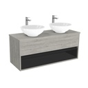 Pohlheim Badkamermeubel 120 cm Lissabon - Onderkast MDF - Softclose Greeploos 1 lade Inclusief keramische waskom met wastafelblad