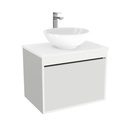 Oberhausen Badkamermeubel 65 cm Hoogglans Wit - Onderkast MDF - Softclose semi handgreep 1 lade Inclusief keramische waskom met wastafelblad