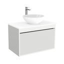 Oberhausen Badkamermeubel 80 cm Hoogglans Wit - Onderkast MDF - Softclose semi handgreep 1 lade Inclusief keramische waskom met wastafelblad