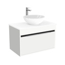 Kassel Badkamermeubel 80 cm Hoogglans Wit - Onderkast MDF - Softclose semi handgreep 2 deuren Inclusief keramische waskom met wastafelblad