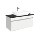 Kassel Badkamermeubel 100 cm Hoogglans Wit - Onderkast MDF - Softclose semi handgreep 2 deuren Inclusief keramische waskom met wastafelblad