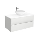 Essen Badkamermeubel 100 cm Hoogglans Wit - Onderkast MDF - Softclose semi handgreep 2 lades Inclusief keramische waskom met wastafelblad