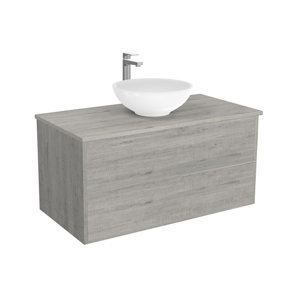 [BES100LWTWBM25Z] Essen Badkamermeubel 100 cm Lissabon - Onderkast MDF - Softclose semi handgreep 2 lades Inclusief keramische waskom met wastafelblad (MDF Zwart 25mm, Toledo)