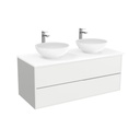 Essen Badkamermeubel 120 cm Hoogglans Wit - Onderkast MDF - Softclose semi handgreep 2 lades Inclusief keramische waskom met wastafelblad