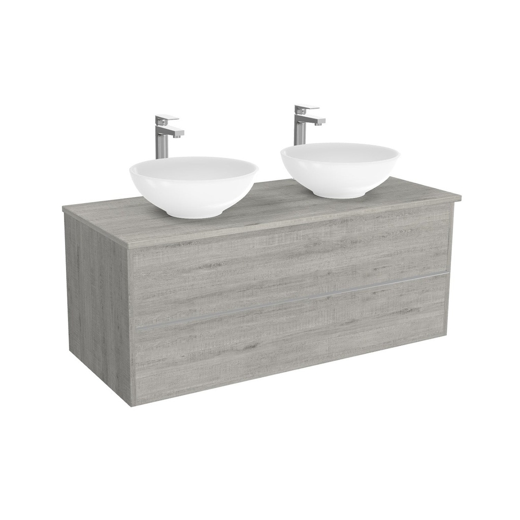 [BES120LWTWBM25Z] Essen Badkamermeubel 120 cm Lissabon - Onderkast MDF - Softclose semi handgreep 2 lades Inclusief keramische waskom met wastafelblad (MDF Zwart 25mm, Toledo)