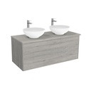 Essen Badkamermeubel 120 cm Lissabon - Onderkast MDF - Softclose semi handgreep 2 lades Inclusief keramische waskom met wastafelblad