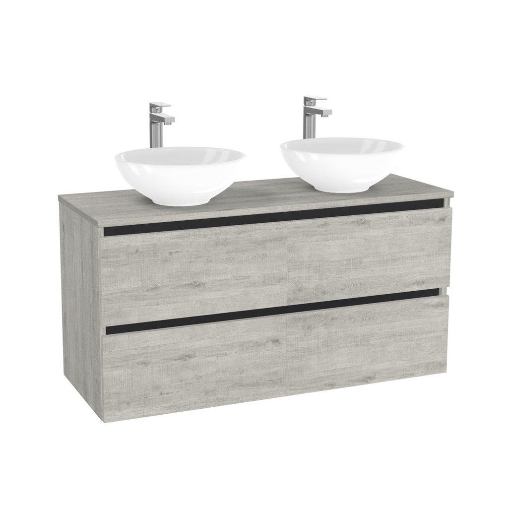 München Badkamermeubel 120 cm Lissabon - Onderkast MDF - Softclose greeploos - 4 Lades met Waskom (Quartz Zwart 20mm, Toledo)