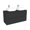 München Badkamermeubel 120 cm Mat Zwart - Onderkast MDF - Softclose greeploos - 4 Lades met Waskom