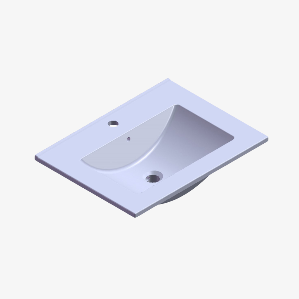 [10412025] Wastafel Sofie met Kraangat Mat Wit 60x46 cm