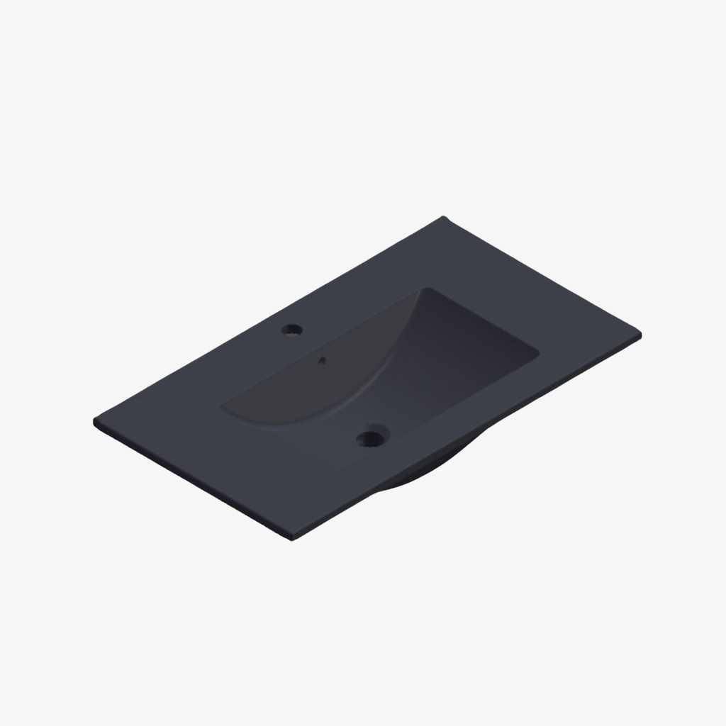 [10412022] Wastafel Sofie met Kraangat Mat Zwart 80x46 cm