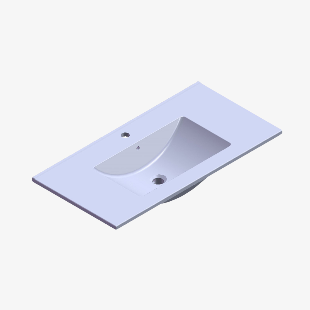 [10412027] Wastafel Sofie met Kraangat Mat Wit 90x46 cm