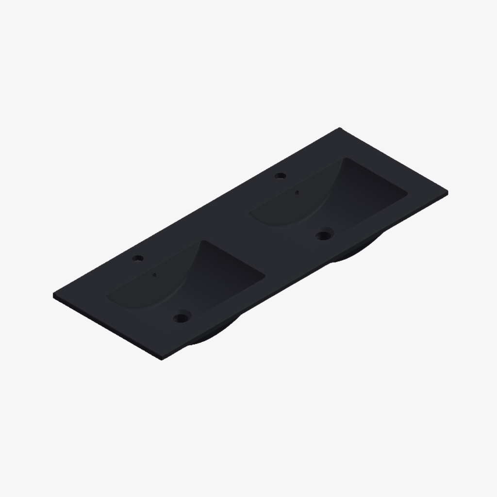 [10412024] Wastafel Sofie met Kraangat Mat Zwart 120x46 cm