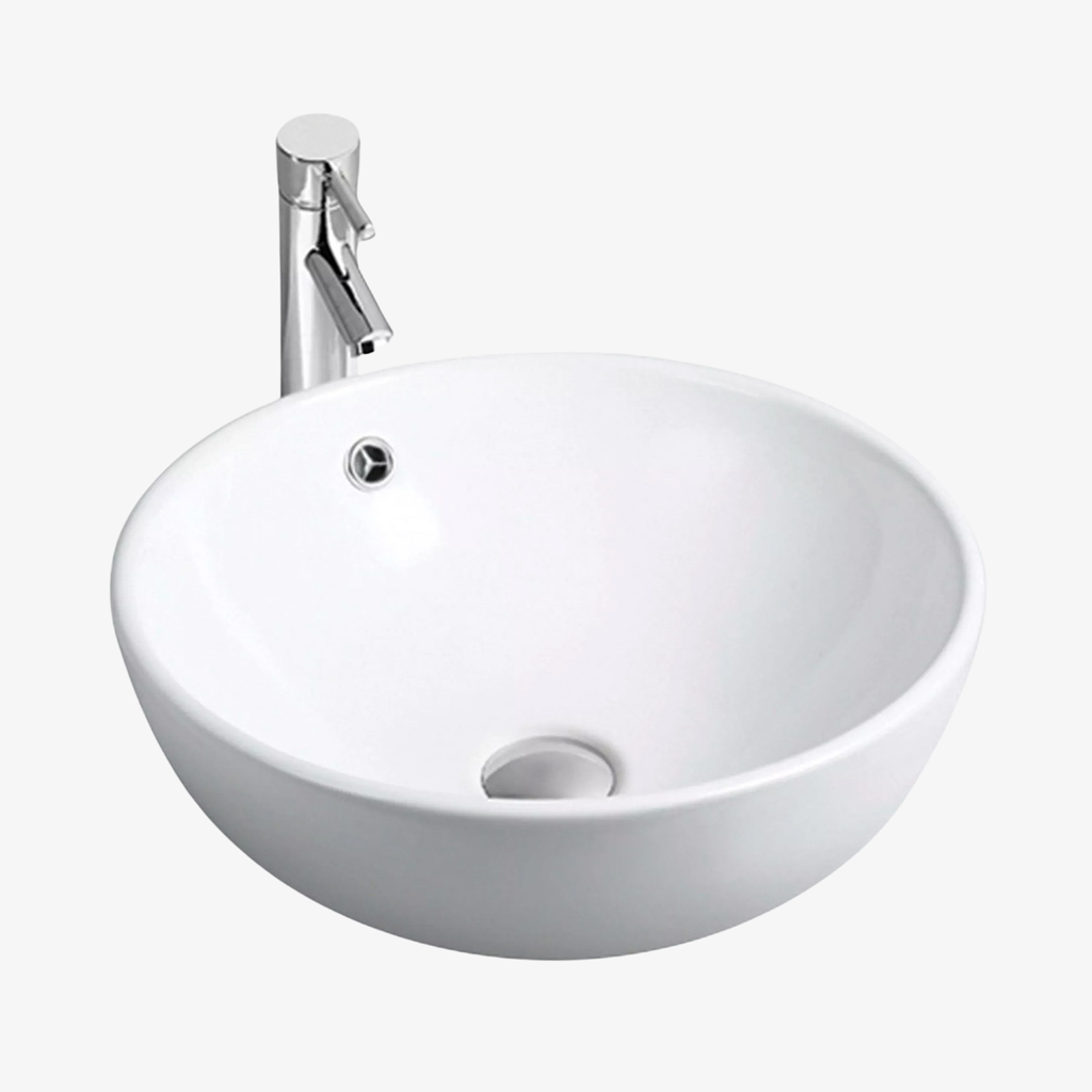 [10432023] Waskom Maud Rond Overloop Opbouw Mat Wit 37 cm