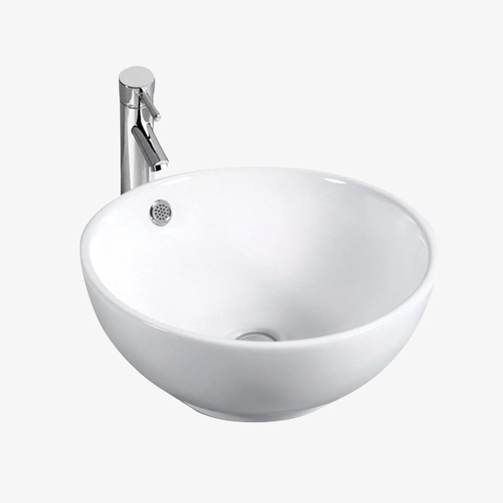 [10432024] Waskom Maud Rond Overloop Opbouw Wit 43 cm