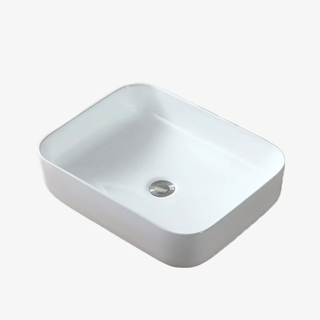 [10432029] Waskom Evi Vierkant Overloop Opbouw Mat Wit 40x50 cm