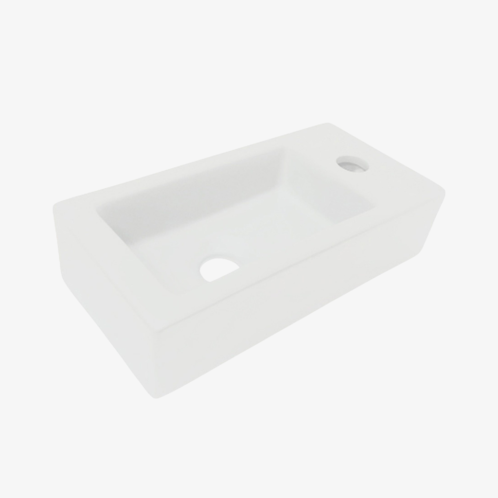 [10412045] Fontein Wasbak Milou Mini Rechts Mat Wit 37x9x18 cm (BxHXD)